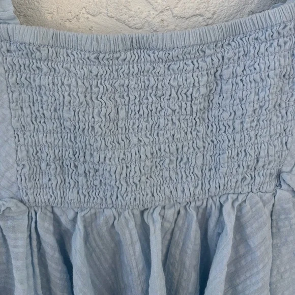 Free People Leave It To Me Peplum Blue Crop Top Small Square Neck Pleated - Picture 8 of 11